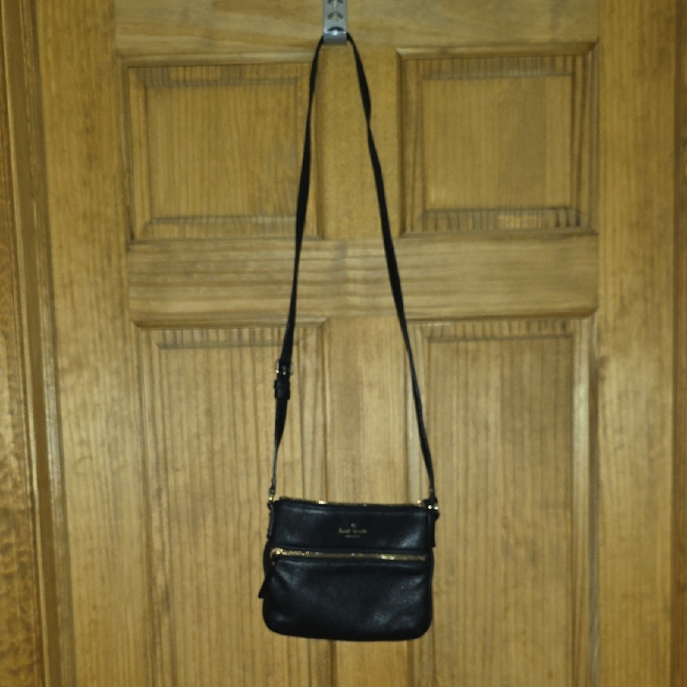 Kate Spade Black Leather Crossbody with Gold Details